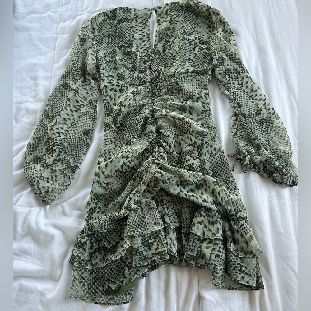 Zara Olive Ruffle Mini Dress - Picture 5 of 6